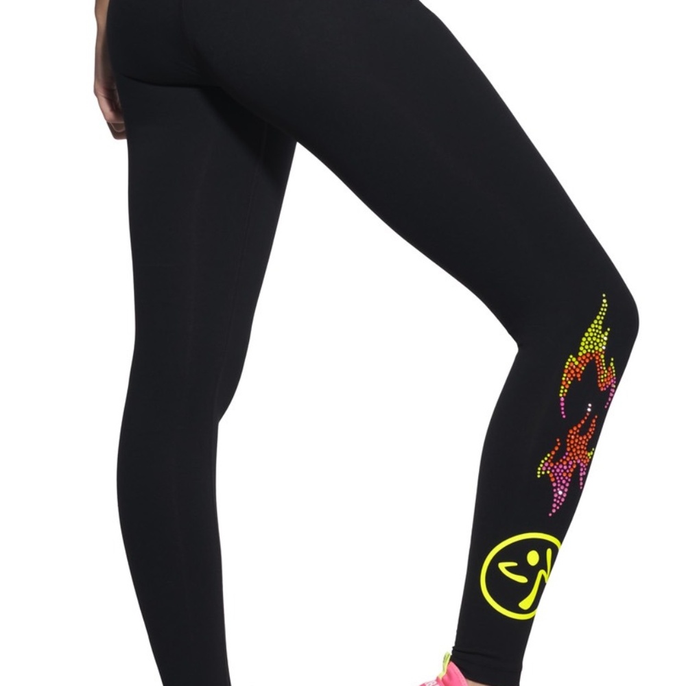 Zumba Swarovski Ankle, Medium rise, Flame leggings, Size XS